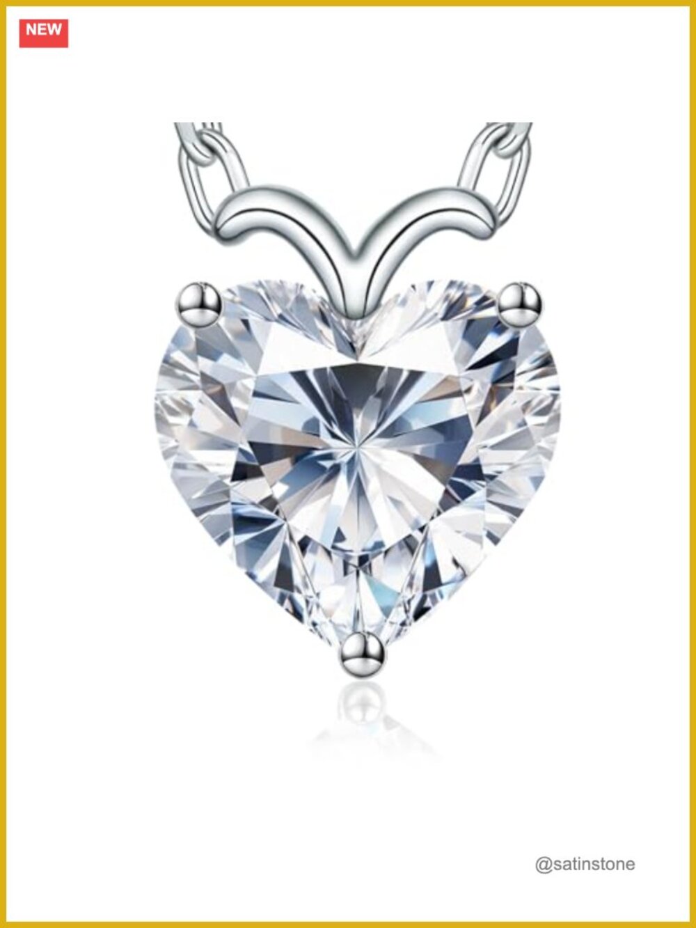 Heart Moissanite Pendant Necklace 925 Sterling Silver